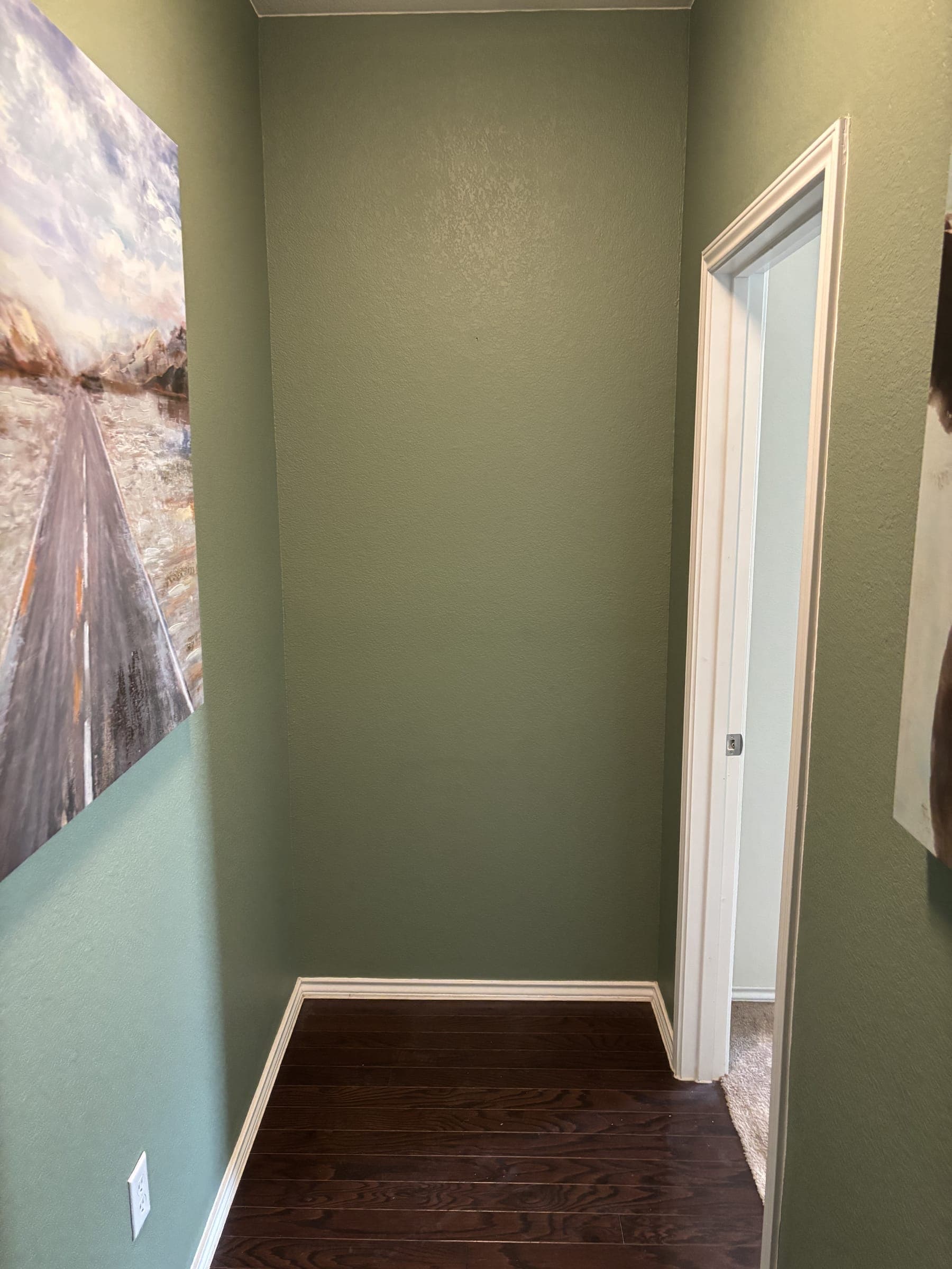 Plain painted hallway with bare walls